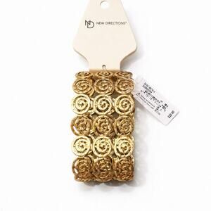 New Directions Gold Swirl Stretch Bracelet Statement Textured NWT